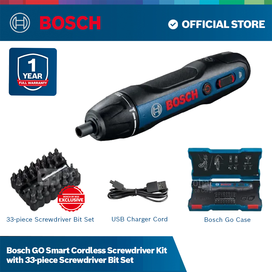 ALL NEW Bosch GO Smart Cordless Screwdriver Kit Exclusive with 33pcs Screwdriver Bit Set