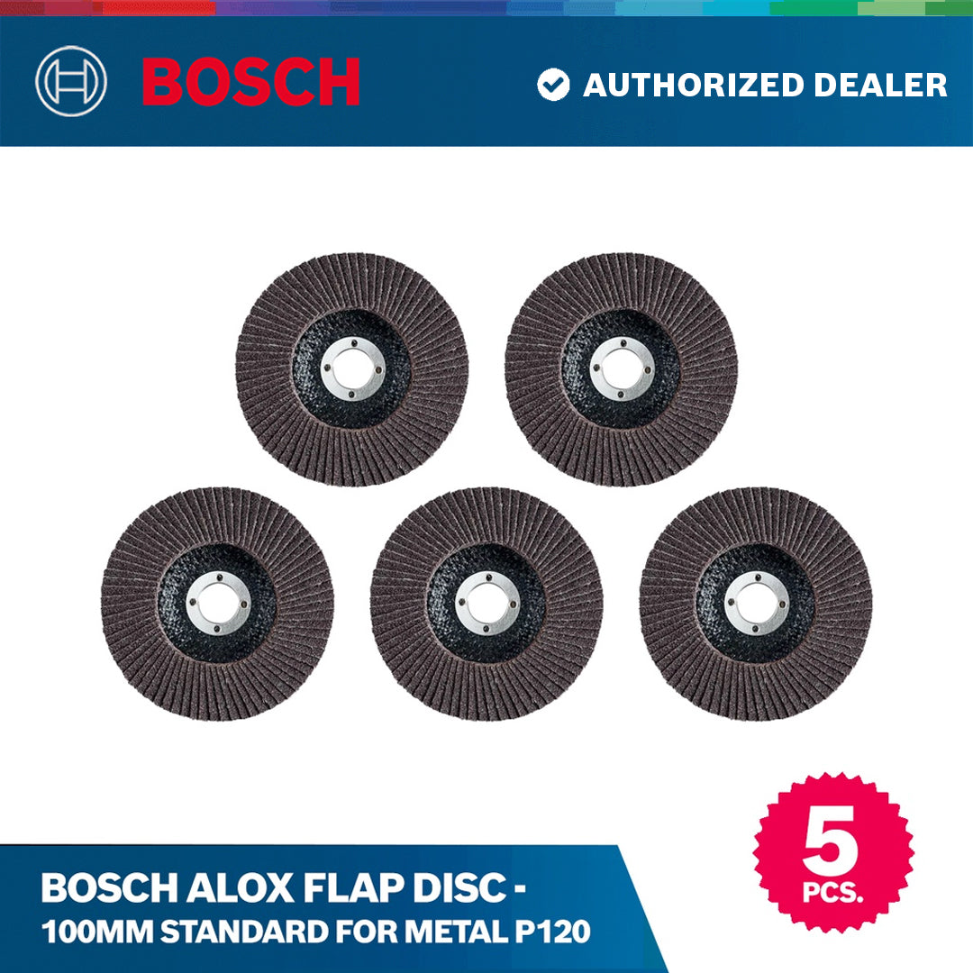 Bosch Alox Flap Disc - 100mm Standard for Metal P120 - Set of 5