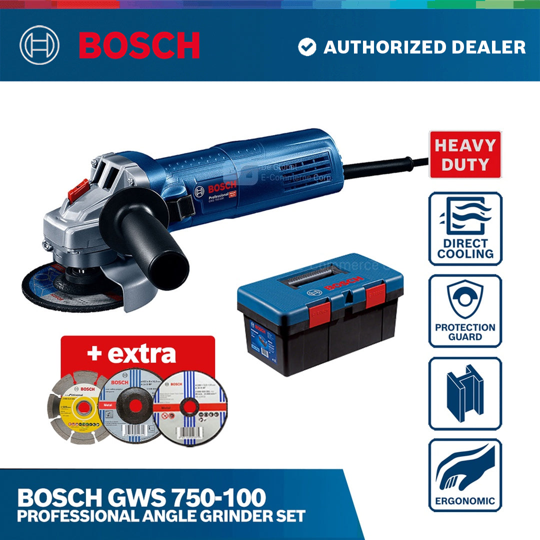 NEW Bosch GWS 750-100 Professional Angle Grinder Set
