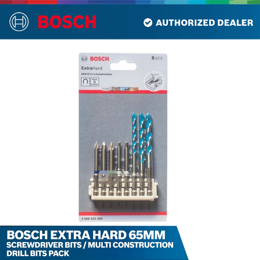 Bosch Extra hard 65mm screwdriver bits / Multi Construction drill bits pack