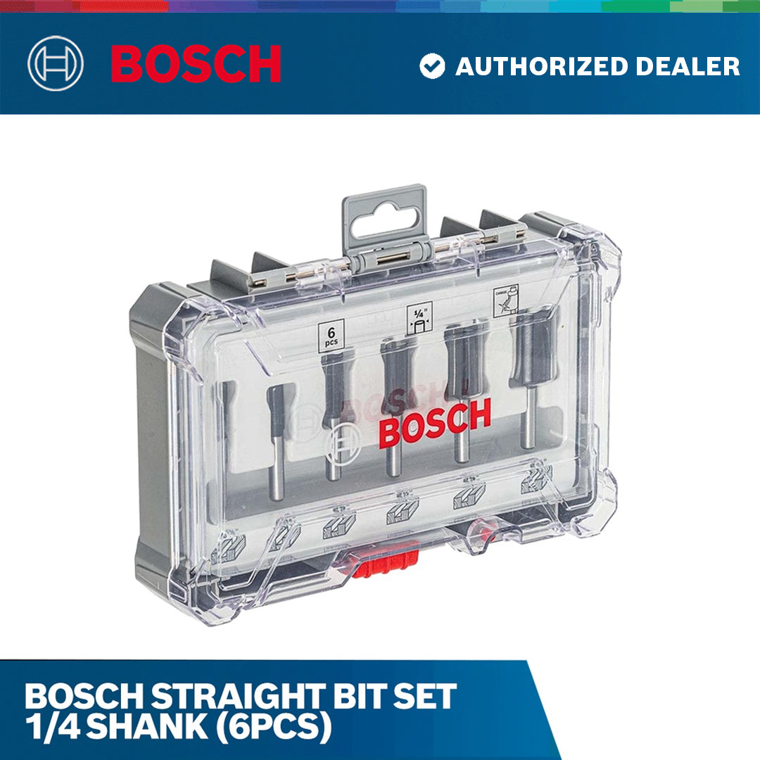 Bosch Straight Bit Set 1/4 Shank (6Pcs)