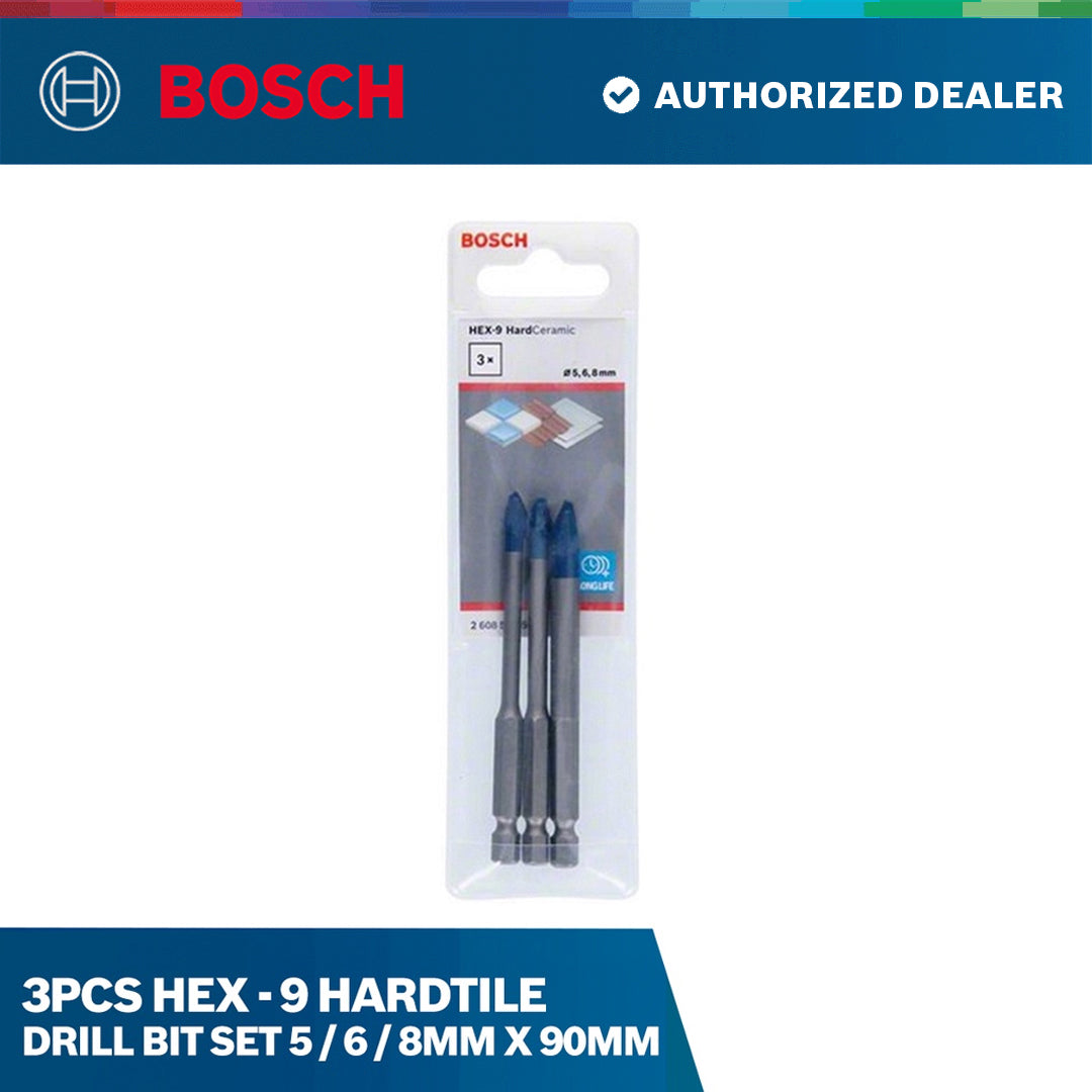 3pcs Hex - 9 Hardtile drill bit set 5 / 6 / 8mm X 90mm