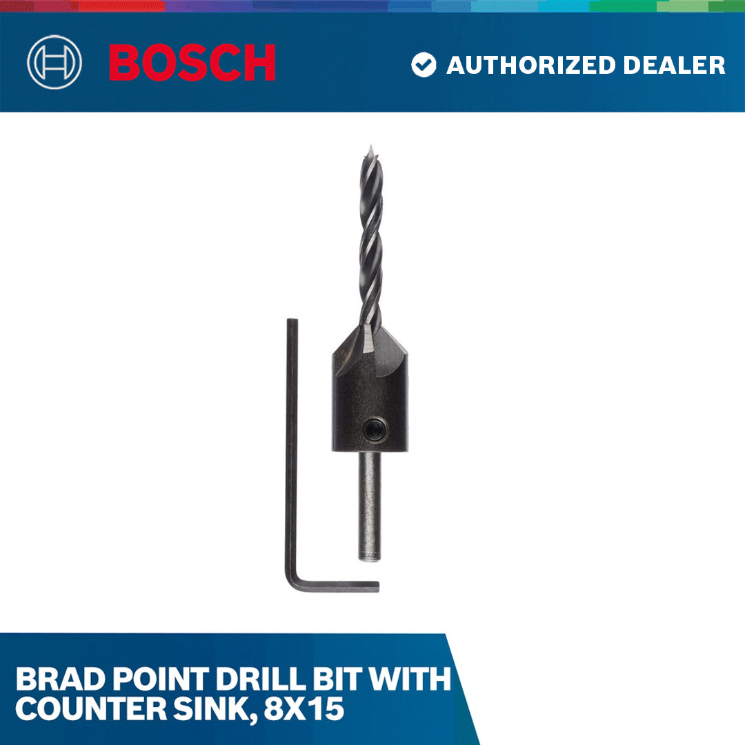 Brad Point drill bit with counter sink, 8X20