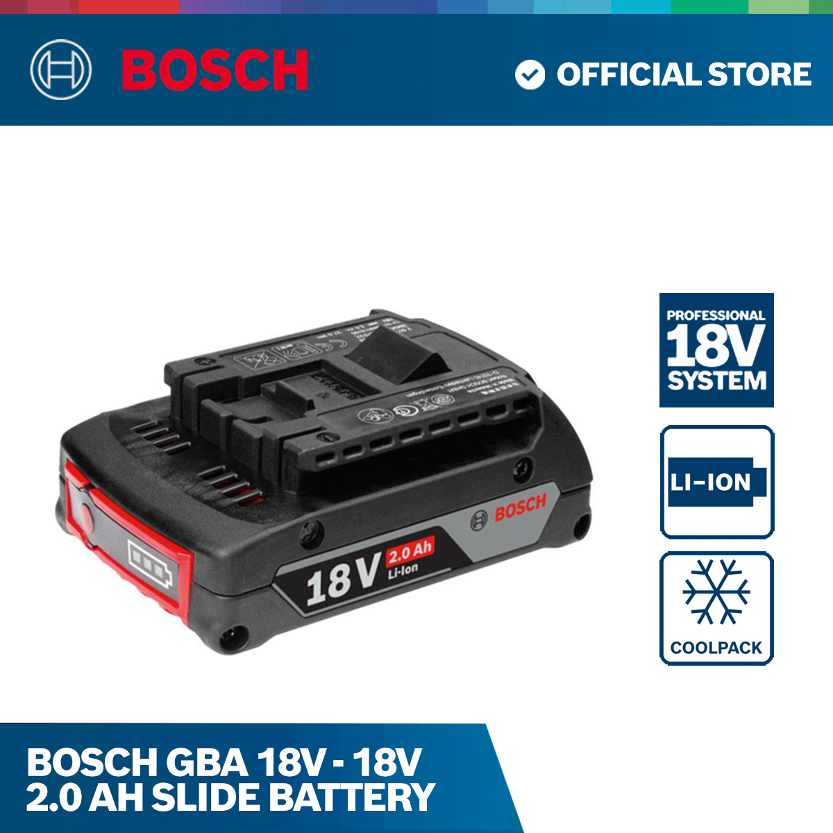 Bosch GBA 18V 18V 2.0 Ah Slide Battery Bosch By BGE
