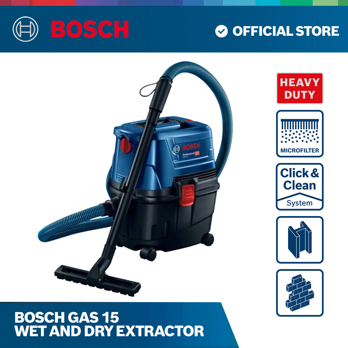  Bosch GAS 18V-1 Professional Cordless Vacuum Cleaner /  Cleaning Performance Redefined! With new rotational airflow technology (  Bare Tool Body Only)