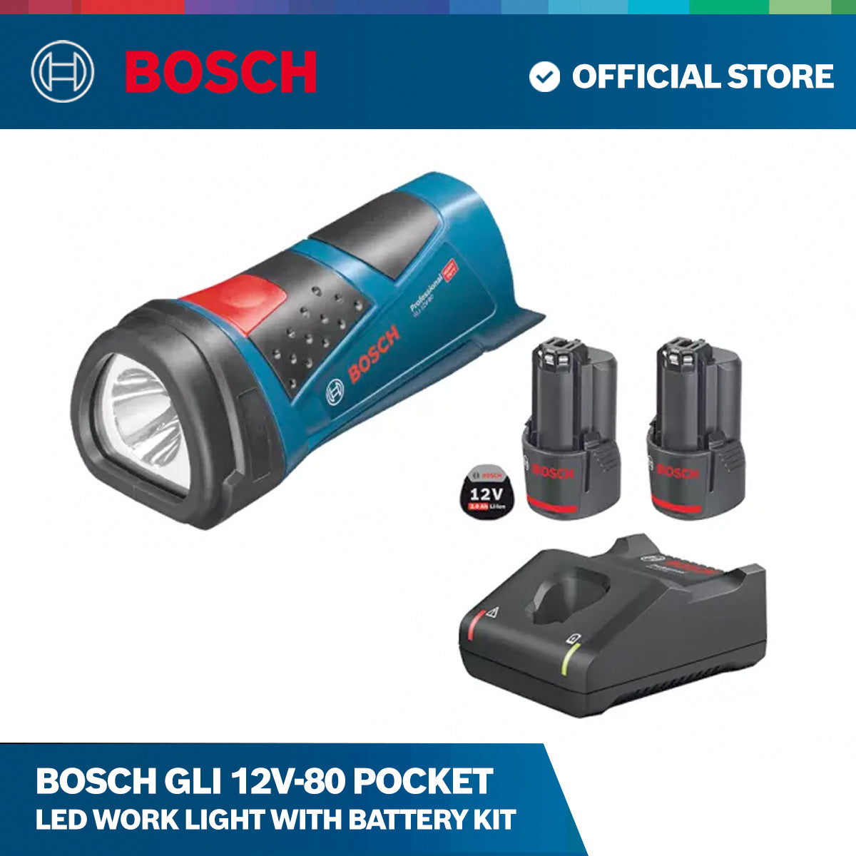 Bosch GLI 12V 80 Pocket LED Work Light with Battery KIT Bosch By BGE