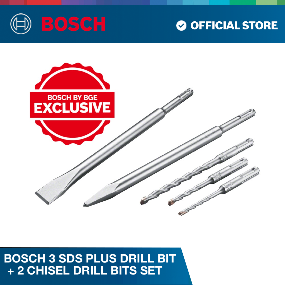 Bosch 3 SDS Plus drill bit 2 chisel drill bits set Bosch By BGE