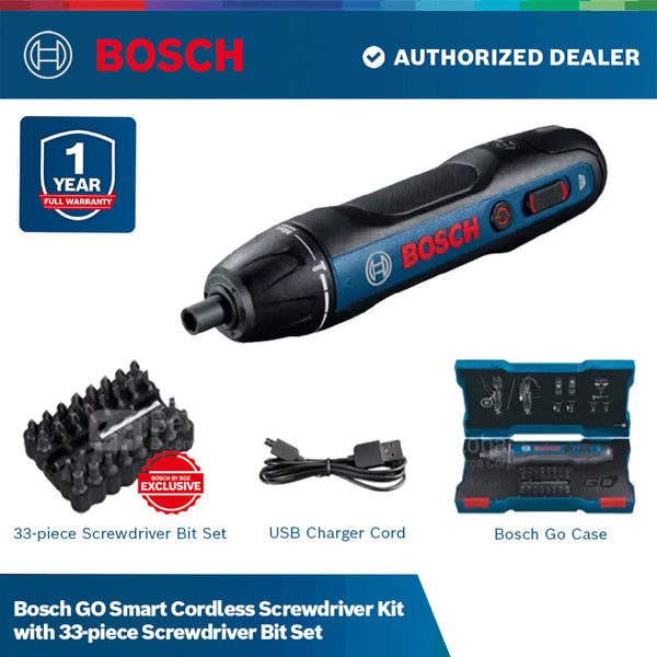 ALL NEW Bosch GO Smart Cordless Screwdriver Kit Exclusive with 33pcs  Screwdriver Bit Set