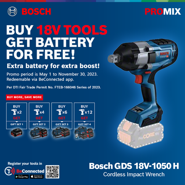 Bosch GDS 18V 1050 H Professional Cordless Impact Wrench Bare Tool Bosch By BGE