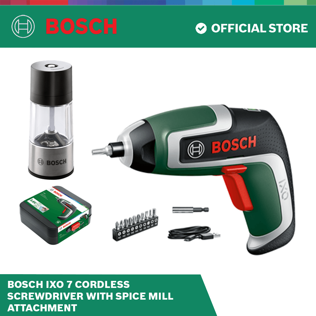 Bosch IXO 7 Cordless Screwdriver with Spice Mill Attachment