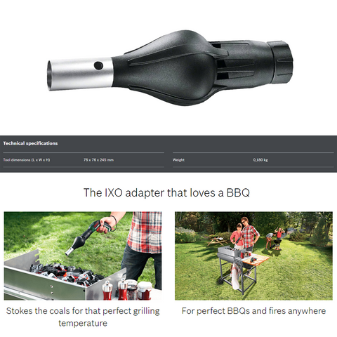 BBQ Blower attachment for Bosch IXO 7 Cordless Screwdriver