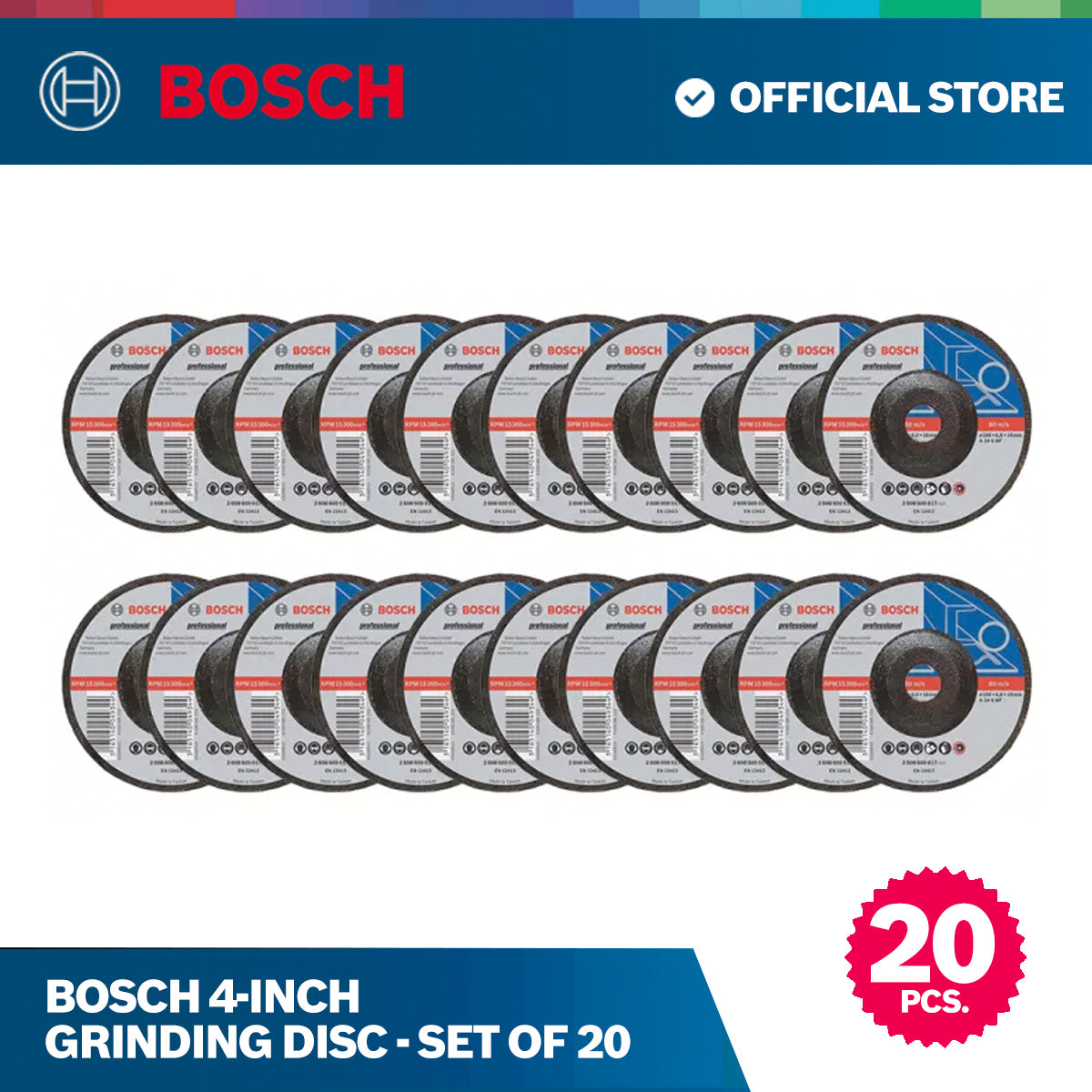 Bosch 4-inch Grinding Disc - Set of 20