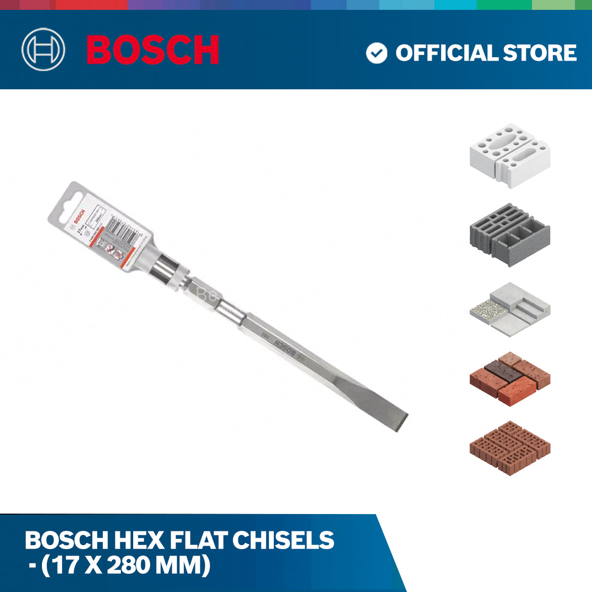 Bosch Hex flat Chisels - (17 X 280 mm) – Bosch By BGE