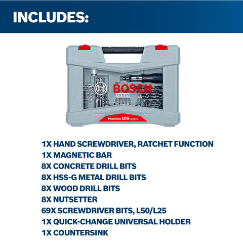 Bosch 105 pcs Premium Mixed Set