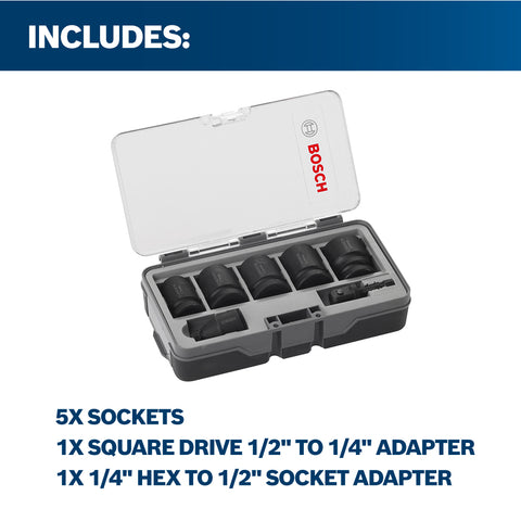 Bosch 7-piece socket set, Impact Control