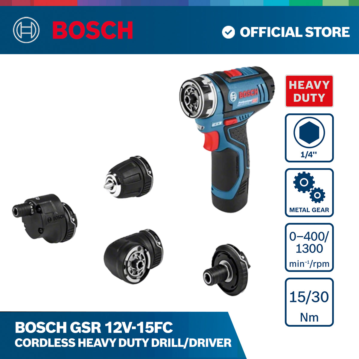 Bosch GSR 12V-15FC Cordless Heavy Duty Drill/Driver