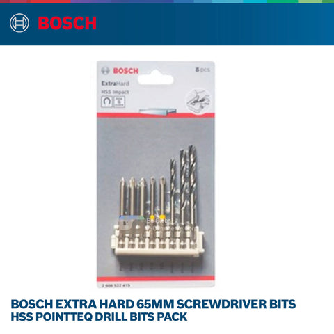 Bosch Extra hard 65mm screwdriver bits / HSS PointTeQ drill bits pack