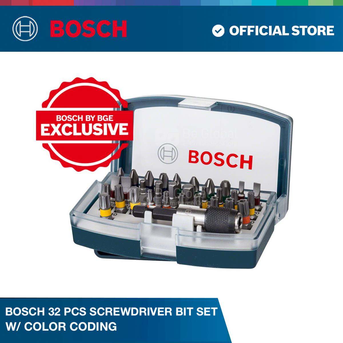 Bosch 32 pcs Screwdriver Bit set with colour coding