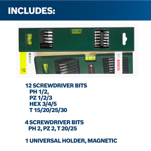 Bosch 17-piece spirit level set