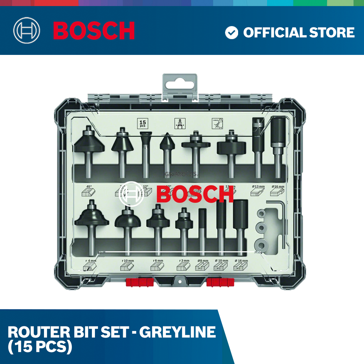 ROUTER BIT SET - greyline (15 pcs)