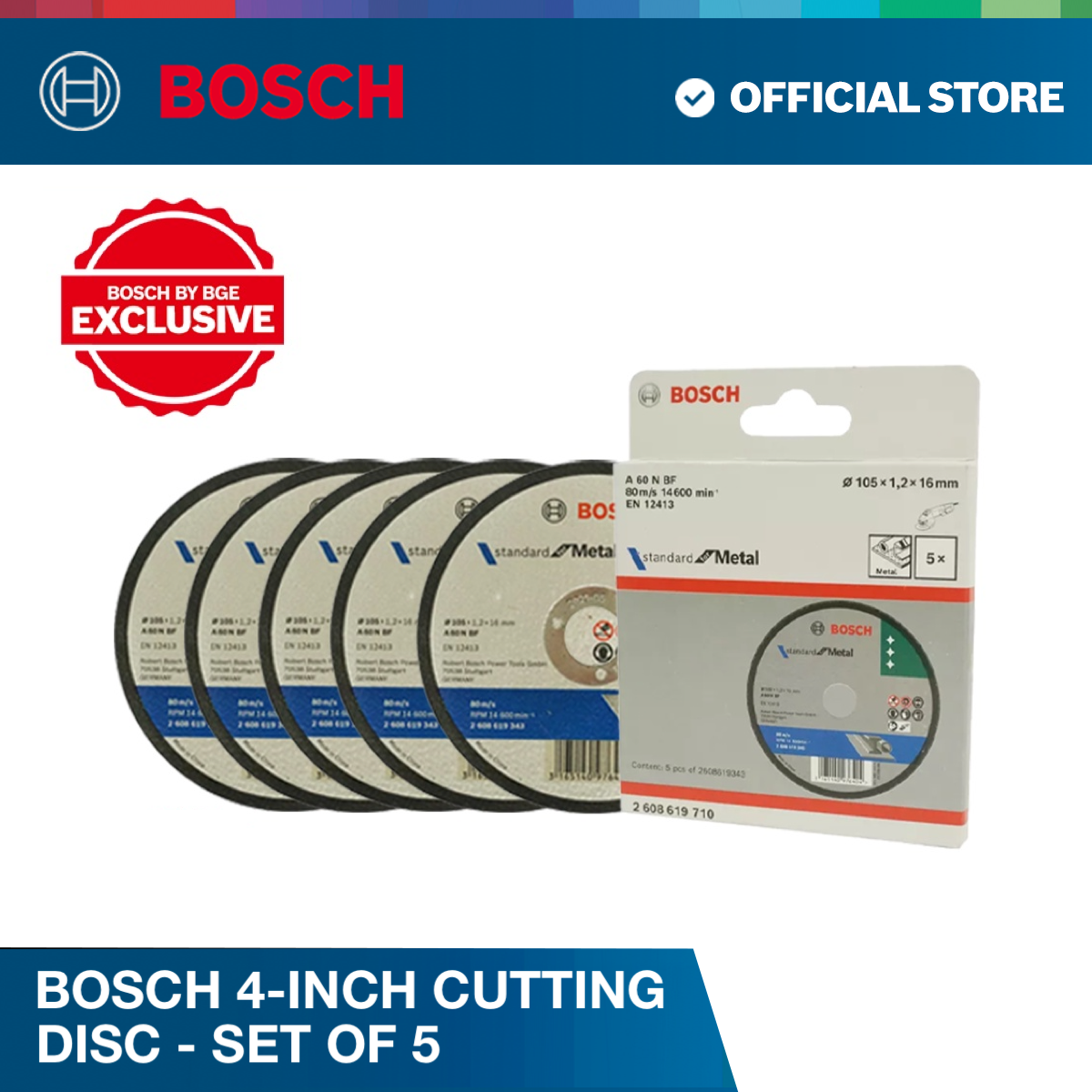 Bosch Cutting-Off Wheel Metal 105x1.2mm 5pcs Pack