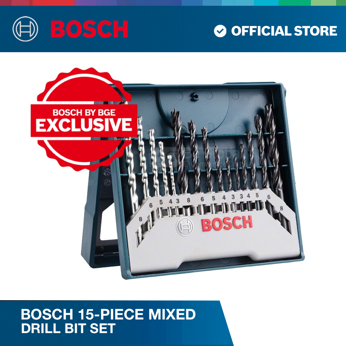 Bosch 15-piece mixed drill bit set