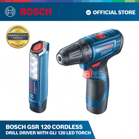 Bosch GSR 120 Cordless Drill Driver with GLI 120 LED Torch