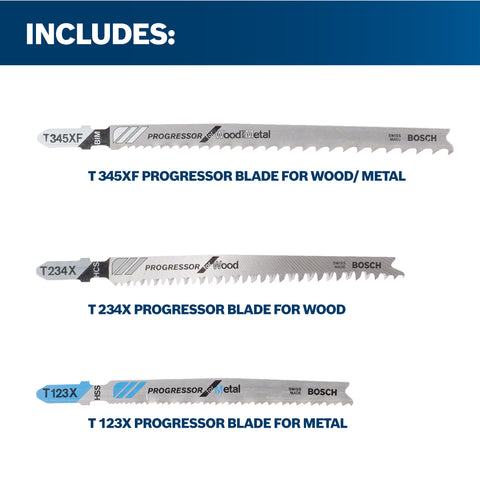 Bosch Jigsaw Blade T234X, T345XF, T123X set