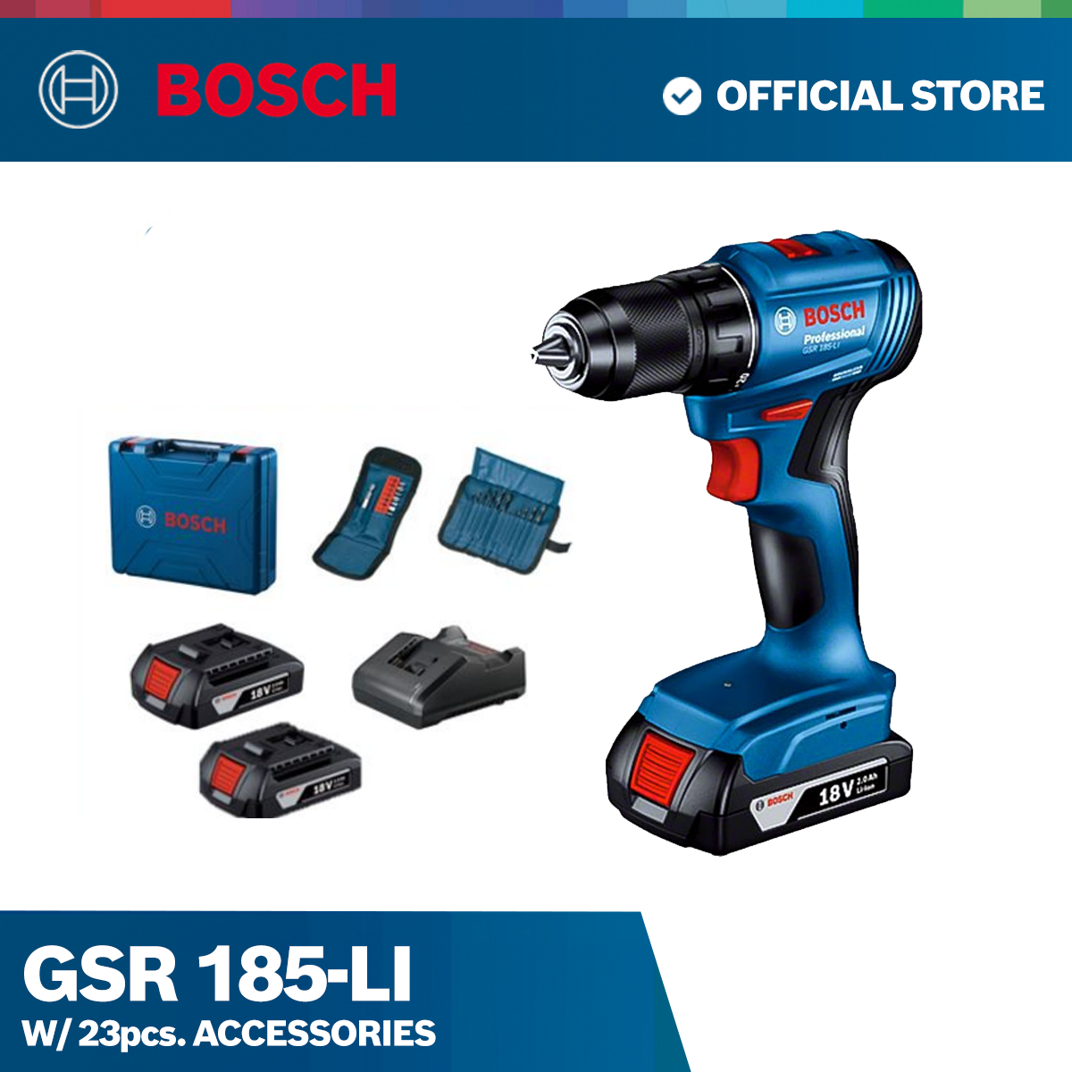 BOSCH GSR 185 LI W 23 PC ACE 0 601 9K3 0K2 Bosch By BGE bosch-gsr-185-li-w-23-pc-ace-0-601-9k3-0k2-bosch-by-bge