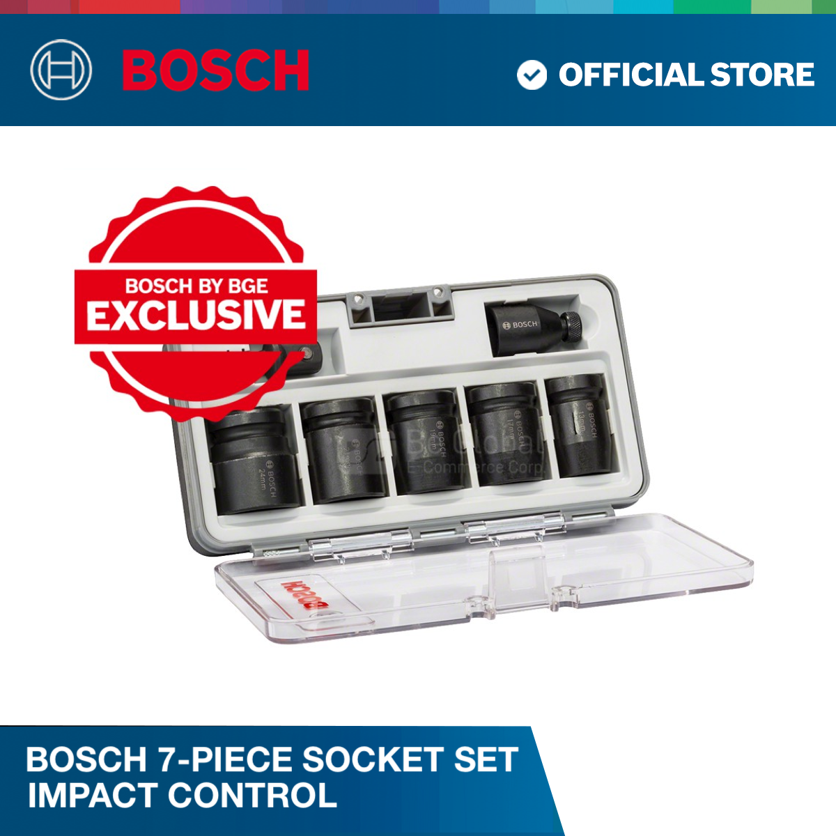 Bosch 7-piece socket set, Impact Control – Bosch By BGE