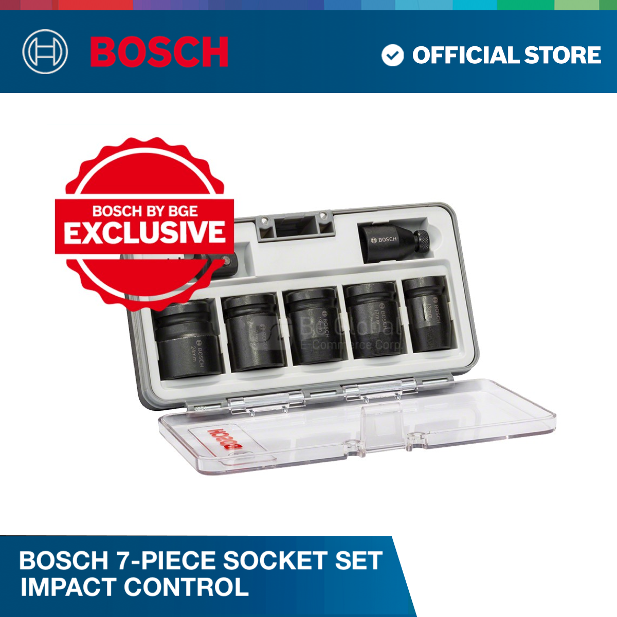 Bosch 7-piece socket set, Impact Control