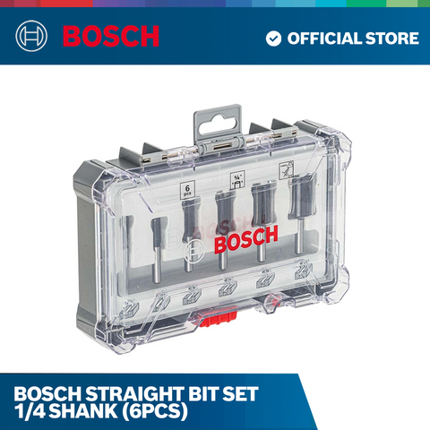 Bosch Straight Bit Set 1/4 Shank (6Pcs)