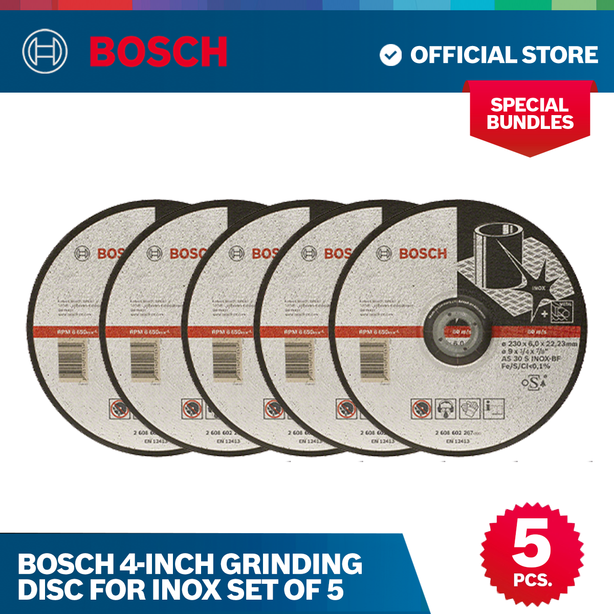 Bosch 4-inch Grinding Disc for INOX Set of 5