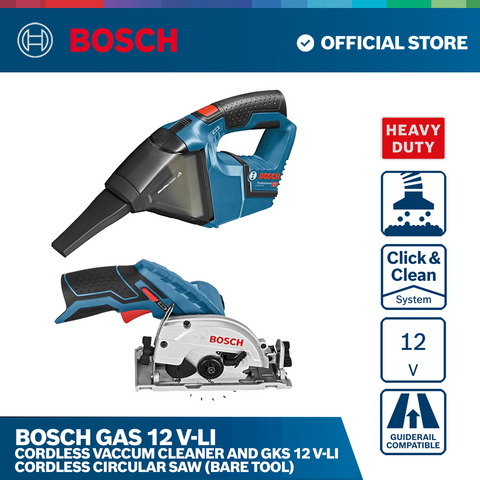 Bosch GAS 12 V-Li Cordless Vaccum Cleaner and GKS 12 V-Li Cordless Circular Saw (Bare tool)