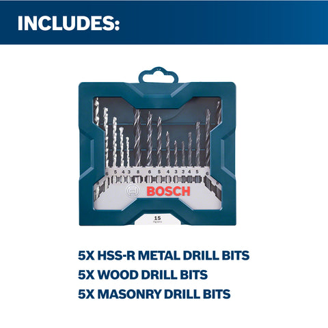 Bosch 15-piece mixed drill bit set